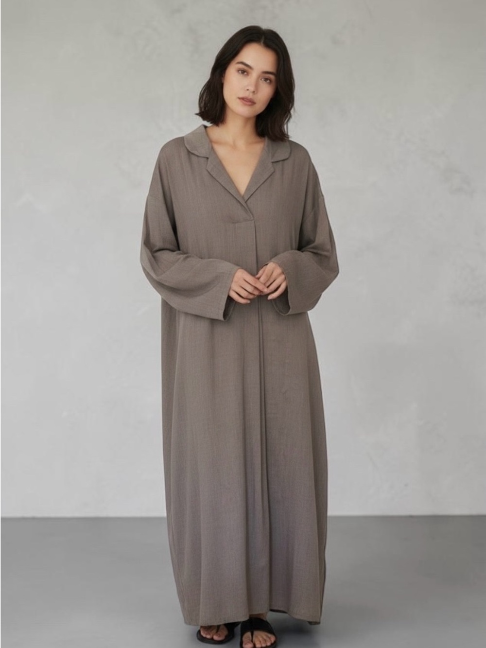 Zanzea Long gray Maxi Dress with Long Sleeves